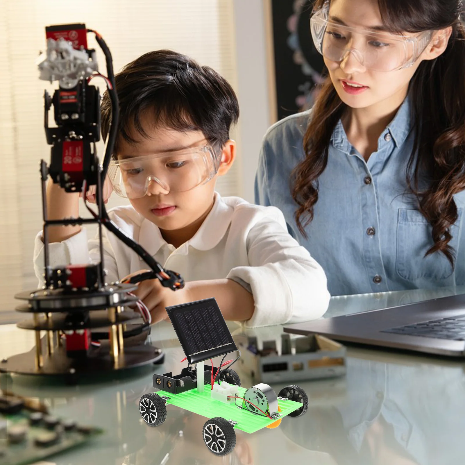 Zonne-auto Diy Science Kit Educatieve stamgebouwset op zonne-energie Draagbaar voor kinderen Monteer leerprop