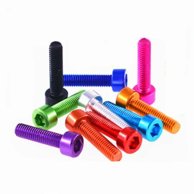 10 Stück DIN912 M2 M2,5 M3 M4 M5 M6*6/8/10/12/16/20/25 Bunte Aluminium-Innensechskantschrauben