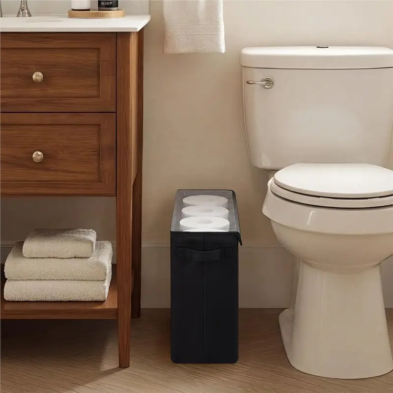 [SuperX&KND]Toilet Paper Storage Basket,Toilet Paper Storage With Lid,Hold 12 Regular Or 9 Large Rolls,Toilet Tissue Holder