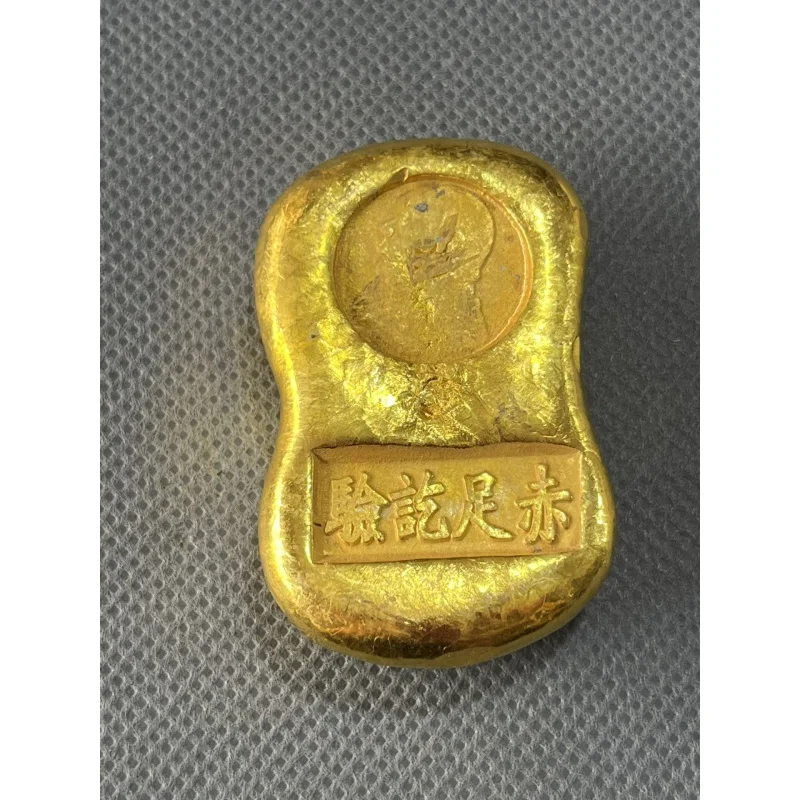 china antique Collection rotundity Ten thousand taels of gold golden bar gold bullion ingot Family decoration metal craft