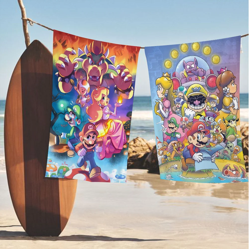 S-Super M-Mario Bros Microfiber Beach Towel Absorbent Quick Dry Soft Yoga Swimming Resort Mountain Climbing Towel