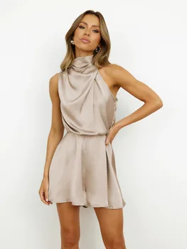 Moda babados mulheres playsuits sexy sem costas cintura alta feminino macacão manga borboleta curto casual verão ropa mujer