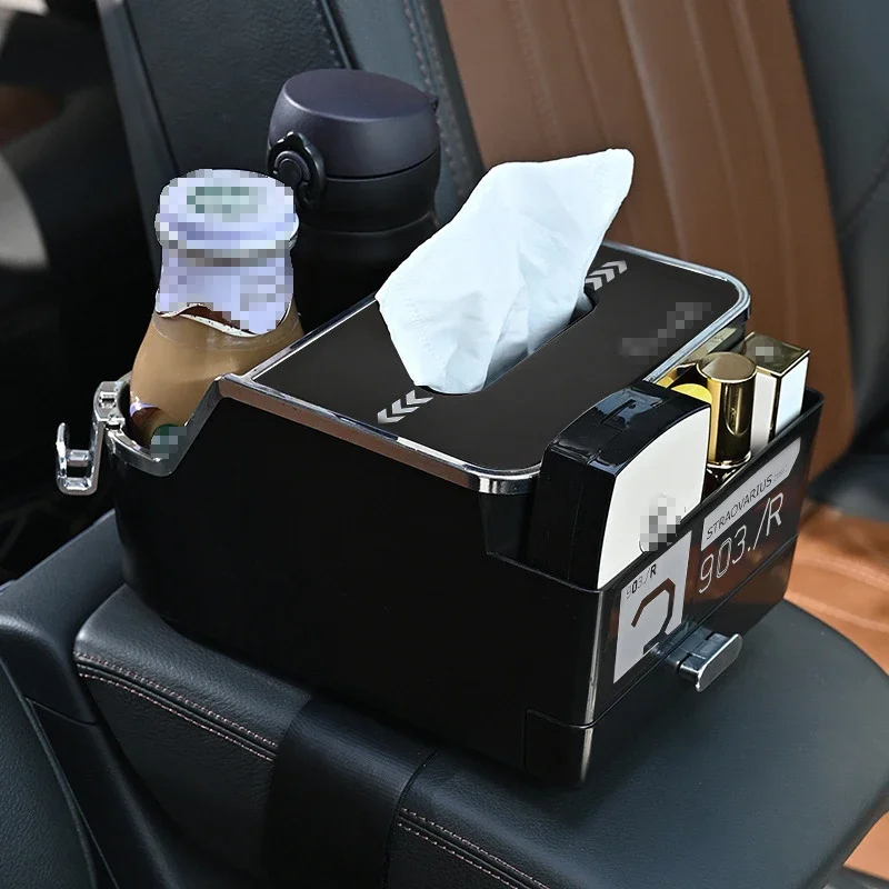 Multi-function Car Armrest Tissue Box Cup Holder Auto Interior Storage Organizer with Fix Strap Car Accsesories