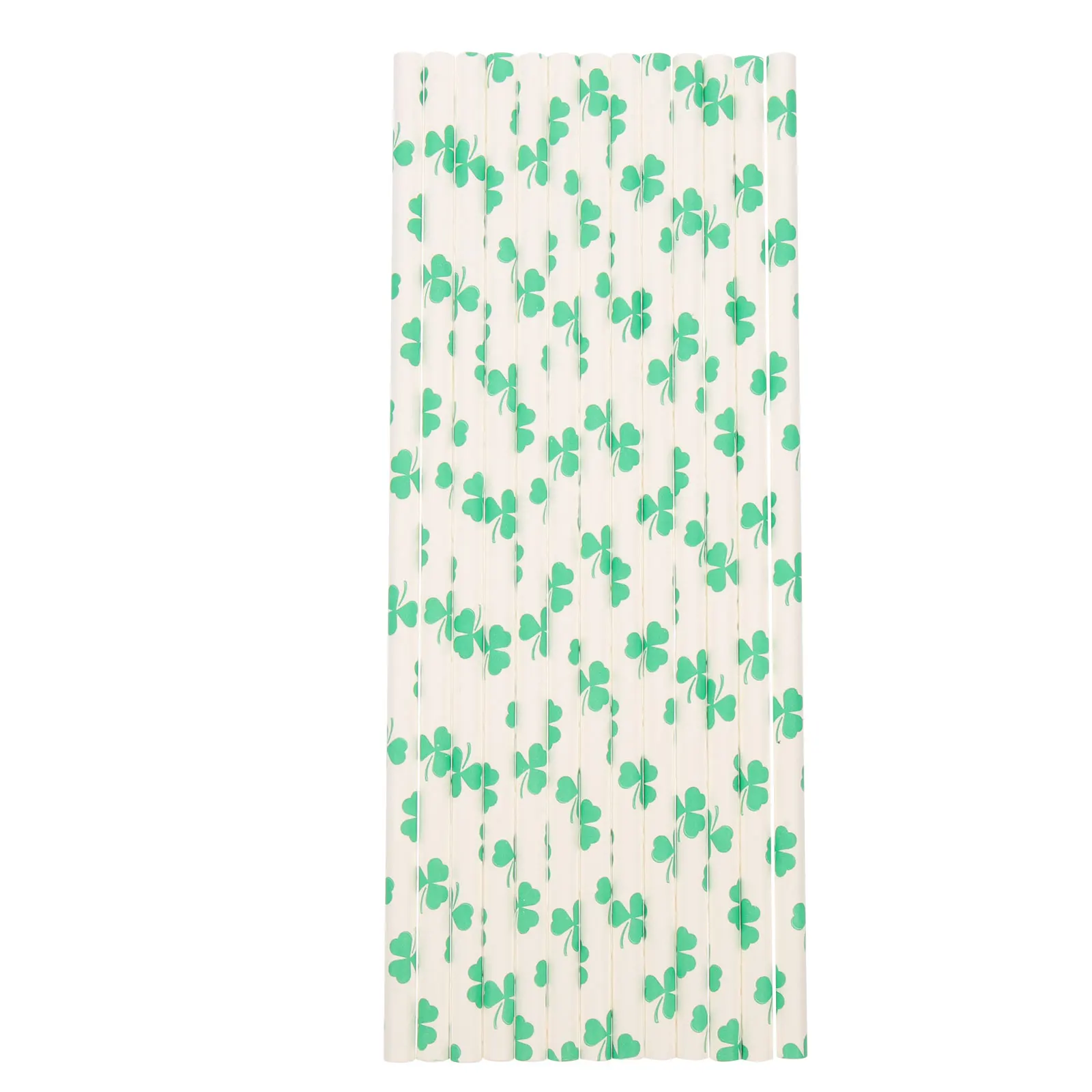 

96pcs Shamrock Paper Drinking Disposable Decorations Party Supplies Long Straws for Birthday Graduation Baby Shower
