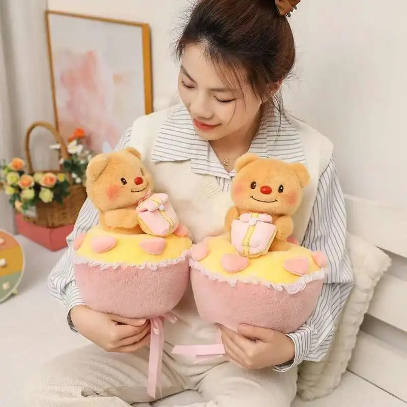 

Kawaii Bouquet Bear Plush Toy Soft Bear Stuffed Doll Romantic Gift for Lover Home Decor Valentine's Day Gifts for Girls