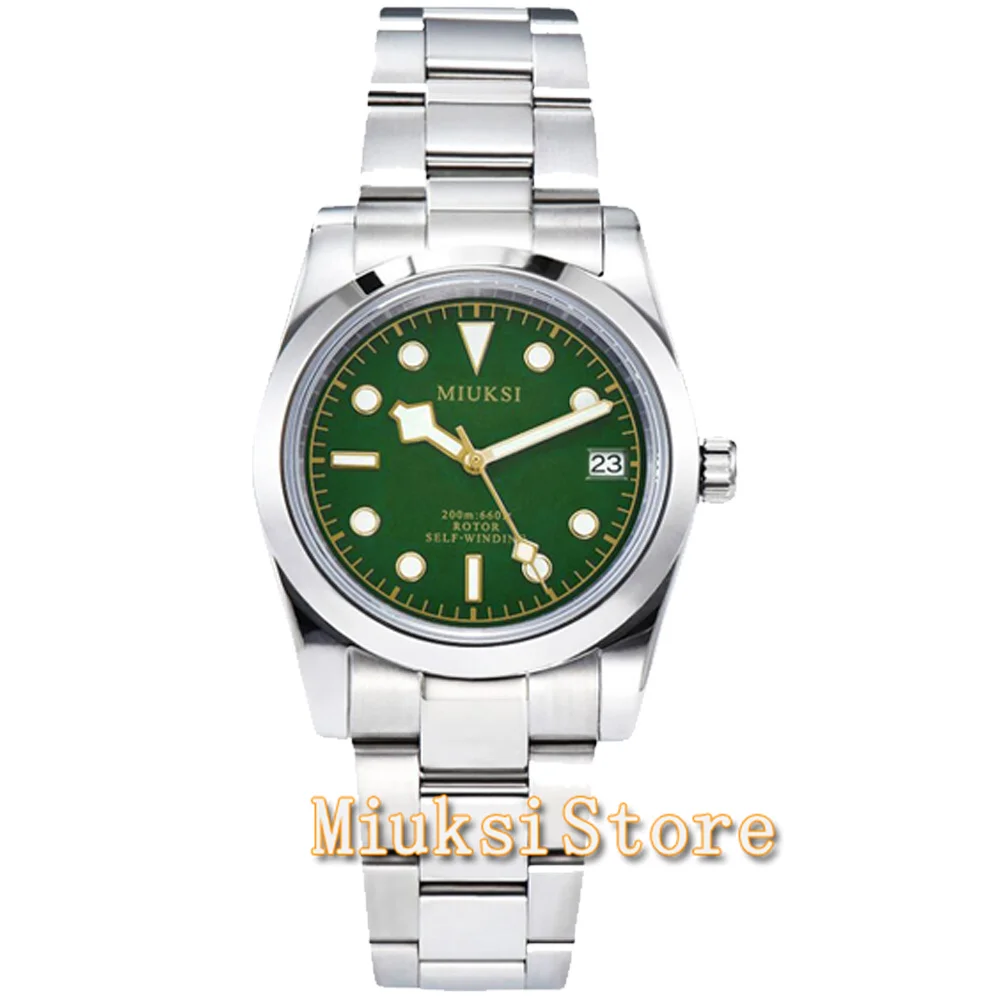 MIUKSI 36mm/40mm NH35 Watch Silver Stainless Steel Waterproof100 Watch Men's Mechanical Wristwatches NH35 Automatic Movement