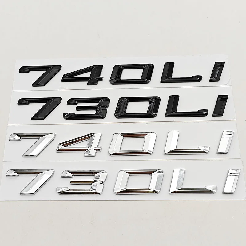 

3D ABS Chrome Black Car Letters Logo 730Li 740Li Emblem Sticker Rear Trunk Badge For BMW 7 Series 730Li 740Li Auto Accessories
