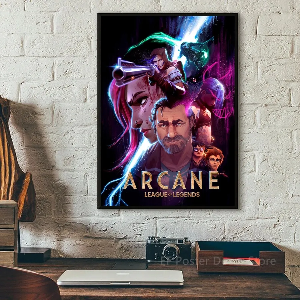 A-Arcane League Of Legends Movie Poster Fancy Wall Sticker for Living Room Bar Vintage Decorative Painting Middle