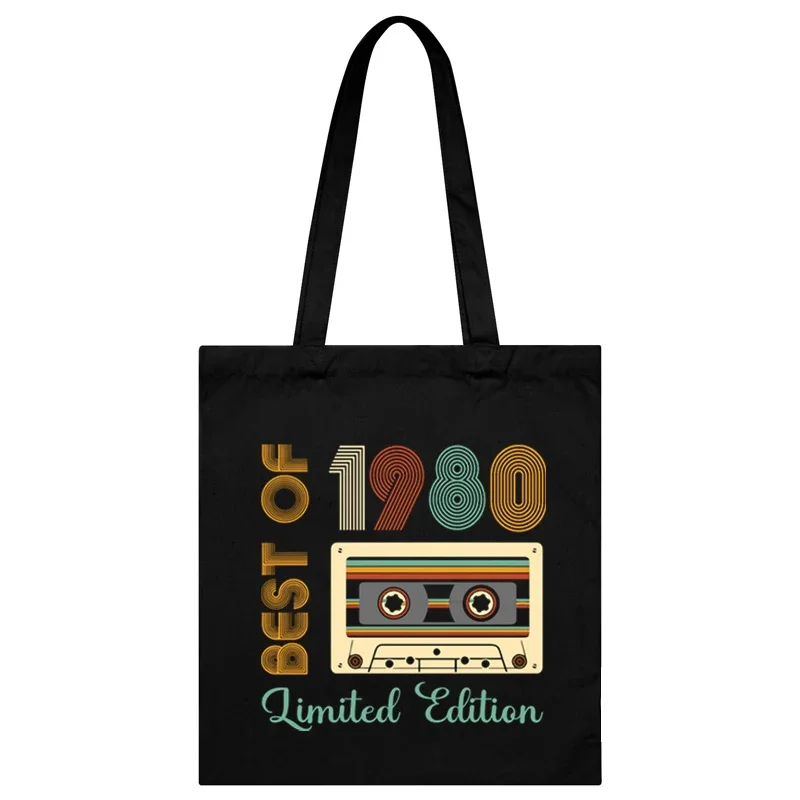 Women 1984 Limited Edition Shoulder Bag Vintage Radio Canvas Tote Bags Men Birthday Years Shopping Bag 1980-1989 Lady Handbags