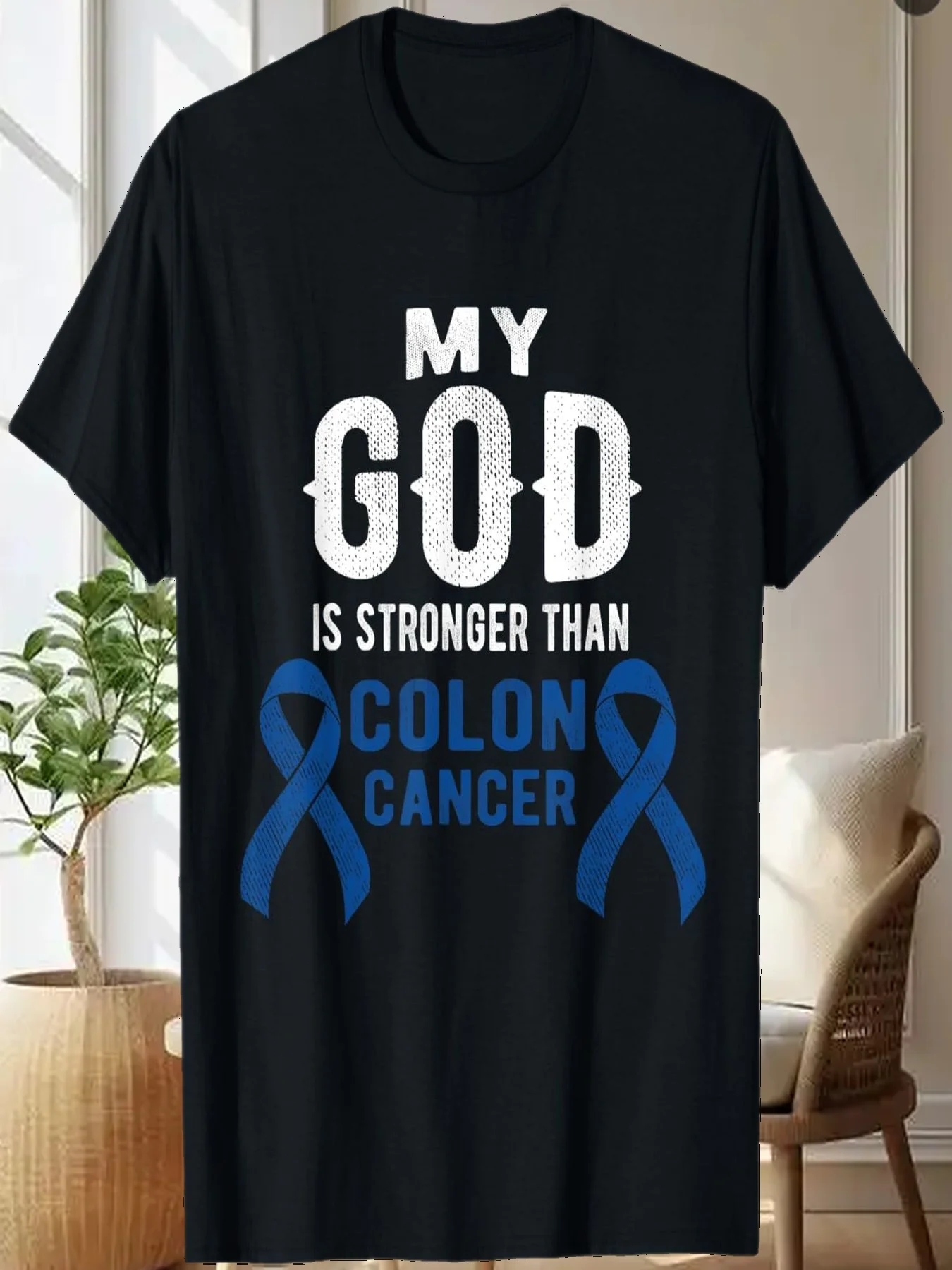 

Христианская футболка «Мой Бог сильнее, чем желоб, выживший рак»