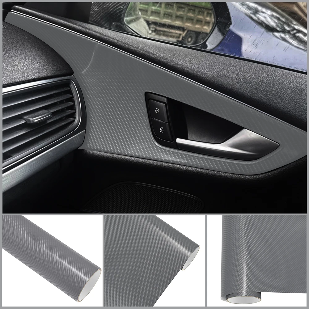 Премиум 4D серая автомобильная виниловая пленка из углеродного волокна, самоклеящаяся пленка для кузова, защитная пленка из ПВХ, аксессуары для украшения автомобиля