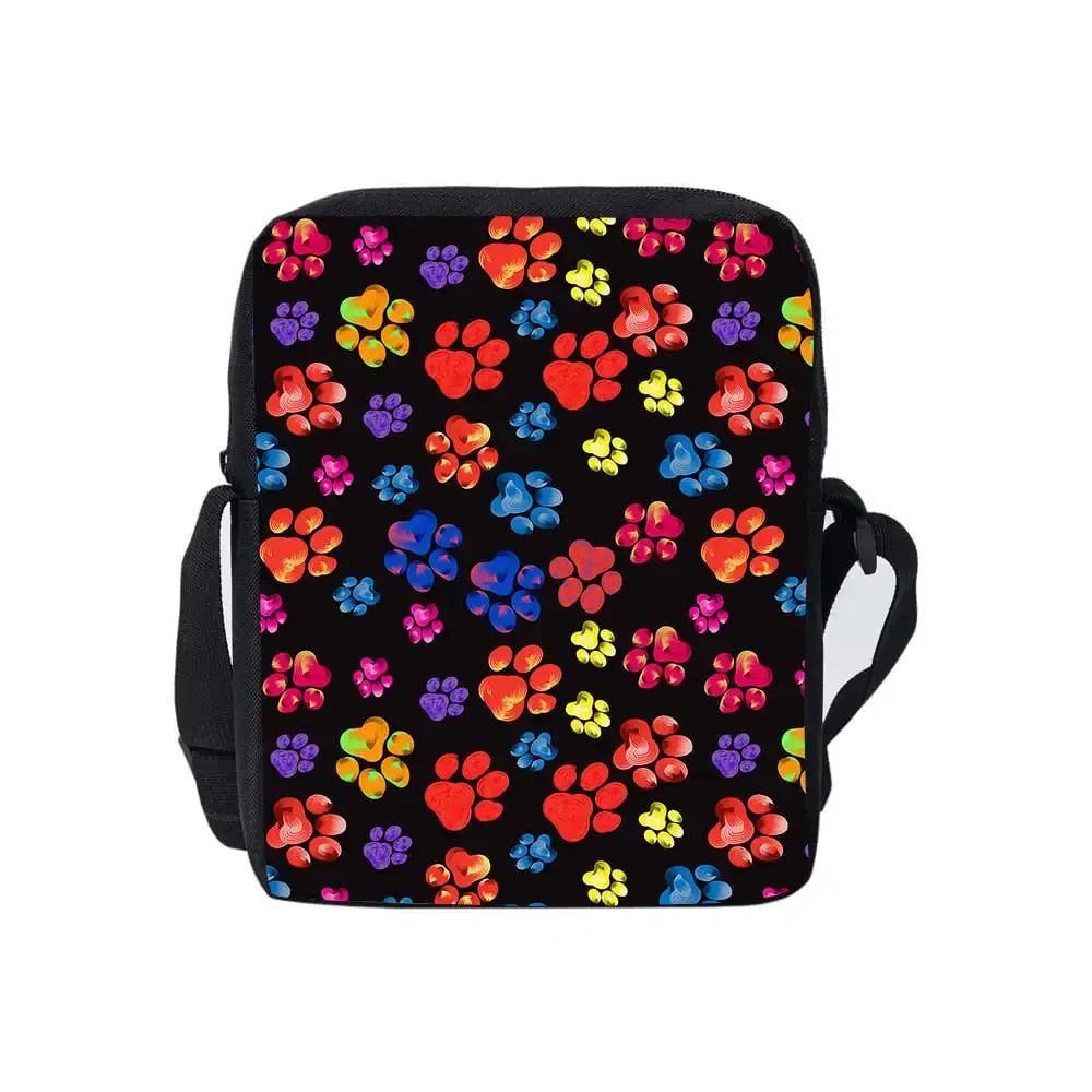 Paw Print Daily Single Sided Messenger Bag For Boy/Girls Children Best Gifts 2D Flat Cartoon Casual Teenage Crossbody Bag