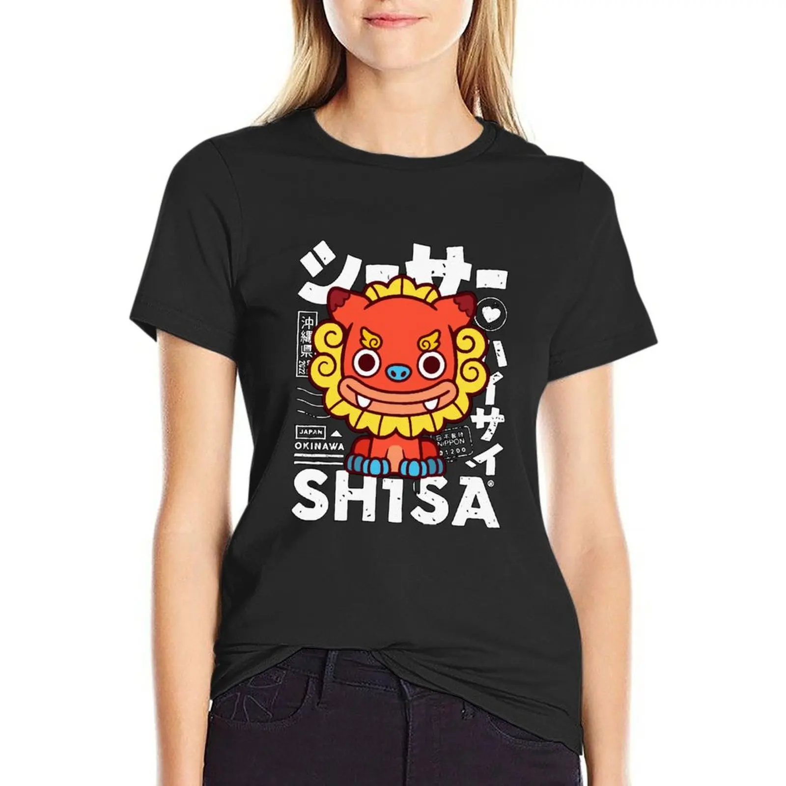 Shisa Kawaii T-Shirt aesthetic clothes summer tops Short sleeve tee vintage clothes t shirts for Women loose fit