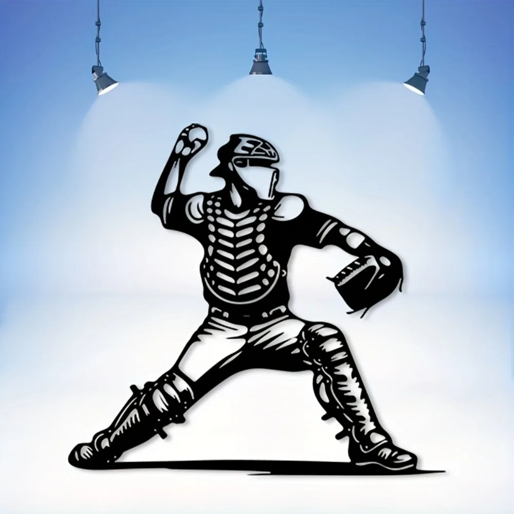 1pc Metal Wall Art Sports Theme Decor, Statue Mural for Kids Room Game Room, Gift for Young Athlete, Weather-Resistant