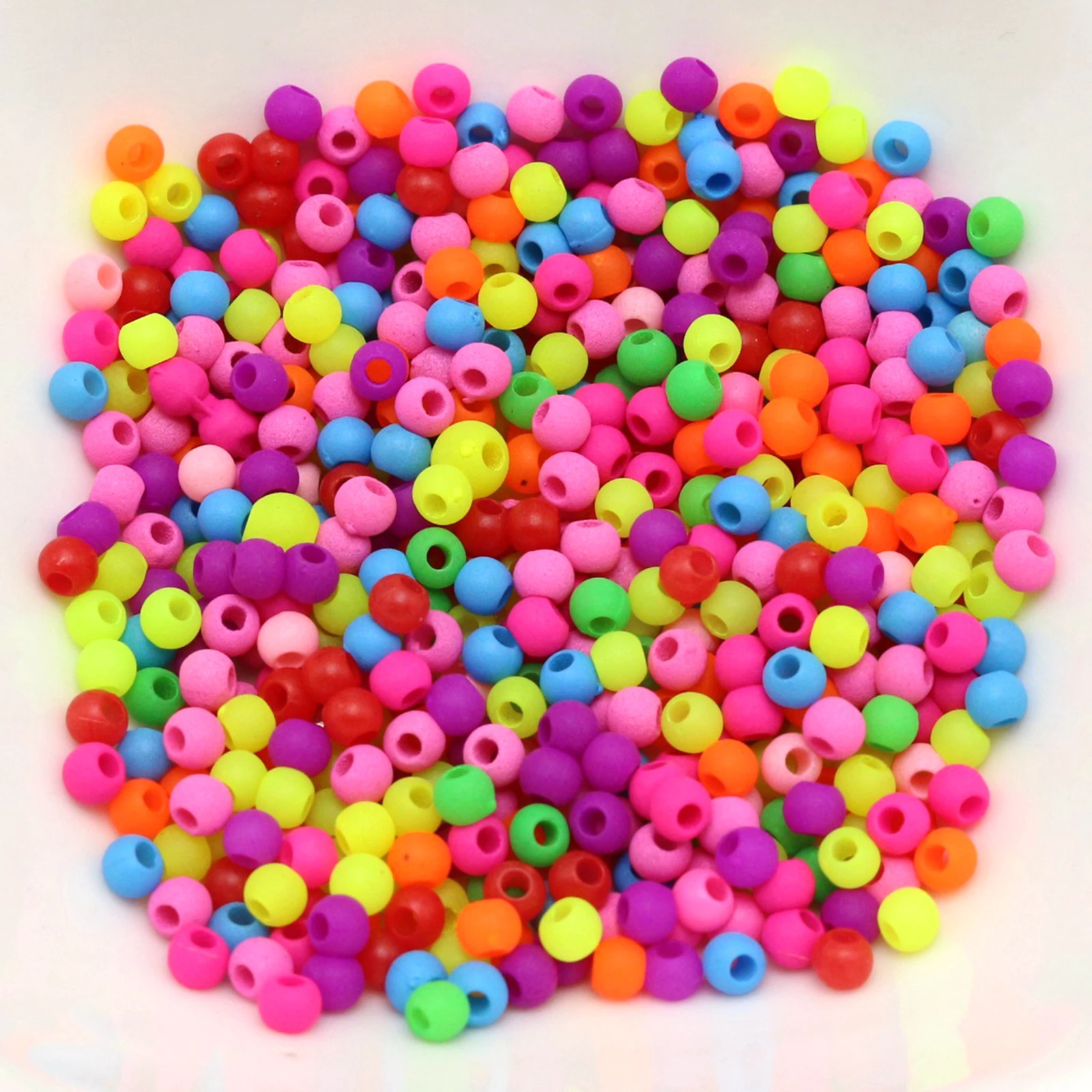 Okrągłe akrylowe koraliki mieszane Frost Neon Color 5mm 6mm 8mm 10mm Gładka kula