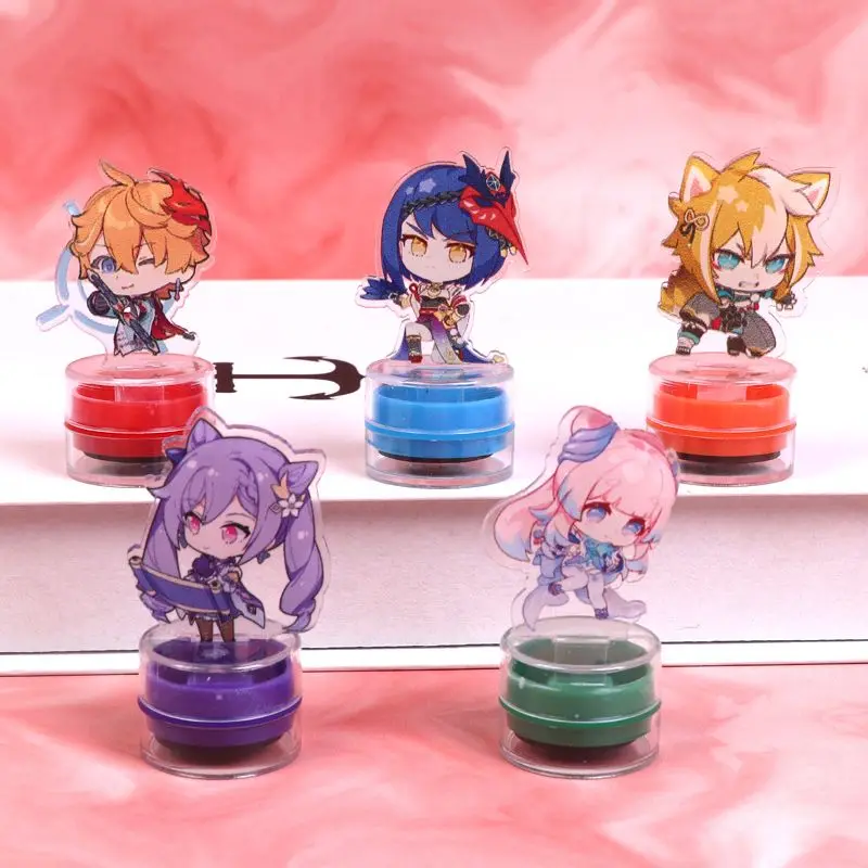 Game Game Impact Role Kokomi Keqing Acrylic Stand Model Figure Stamps Happy Birthday Sealing Scrapbooking Craft Wedding Decor