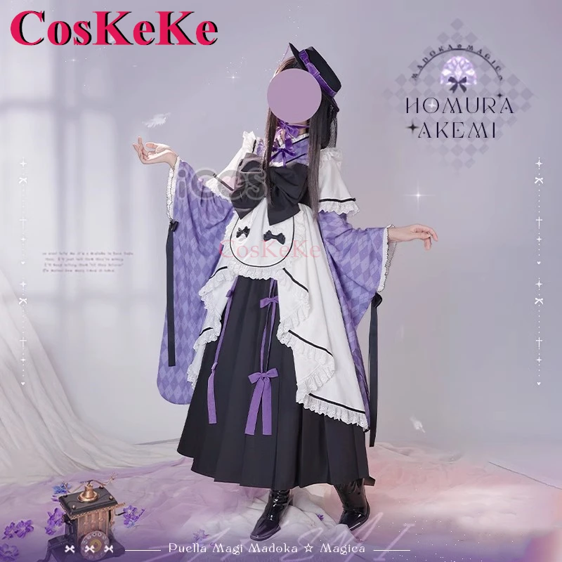 CosKeKe Akemi Homura Cosplay Anime Puella Magi Madoka Magica Costume Sweet Elegant Maid Dress Activity Party Role Play Clothing