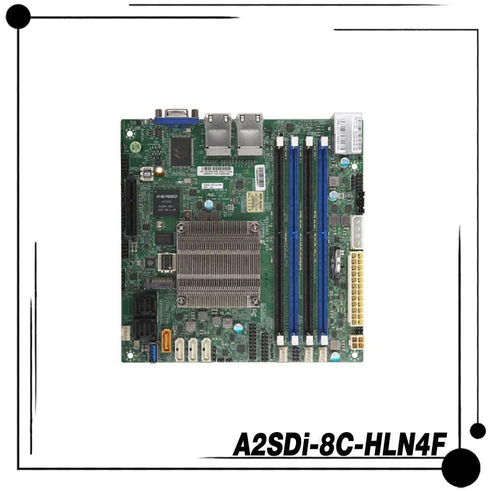 A2SDi-8C-HLN4F For Supermicro Mini-ITX motherboard C3758 Socket FCBGA-13108 Core 8 thread frequency 2.2