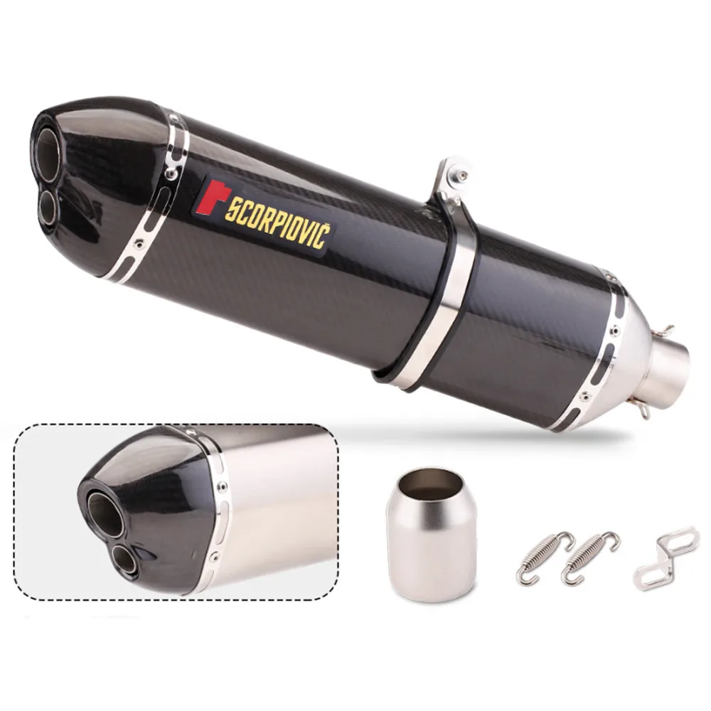 Universal 51mm Motorcycle Exhaust Modification Carbon Fiber Muffler For F750GS F850GS R1200GS KTM 390DUKE ADV Laser Logo 570mm