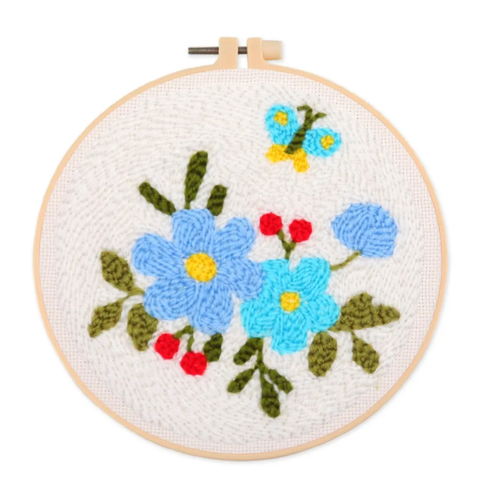

Home Decor Flower Pattern Punch Needle Kit Handmade Needlework Rug Punch Easy DIY Embroidery Kit Beginner