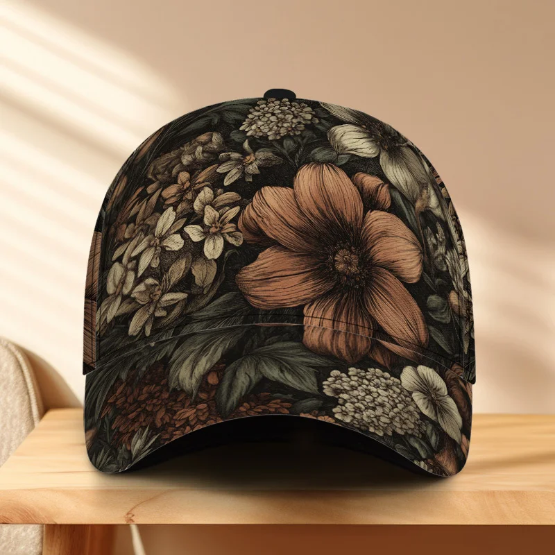 Customization 1pc Of Floral Botanical Design Print Classic Baseball Cap - A Trendy Duckbill Hat, Perfect For Everyday Use, Featu