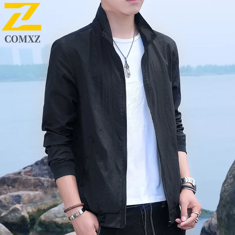 Summer Men Sun Protection Jacket Lightweight Breathable UV Resistant Cycling Jacket Outdoor Camping Hiking Stand Up Collar Jacke