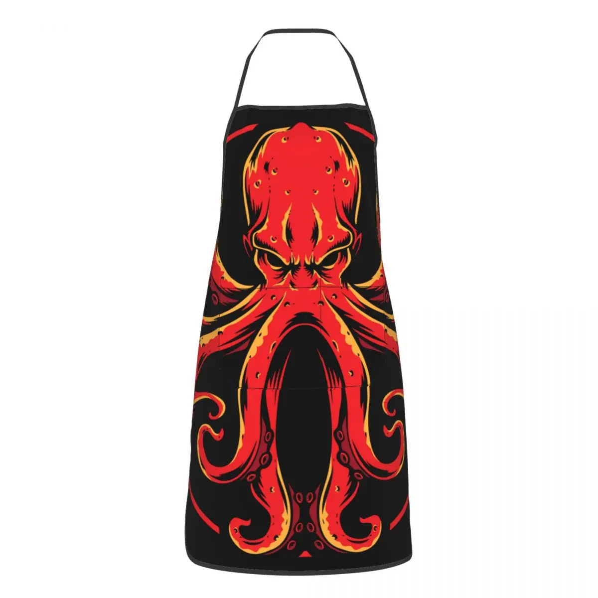 Kitchen Aprons For Woman Men Red Octopus Logo Chef Work Apron For Grill Restaurant Bar Shop Cafes Beauty Nails Studios Uniform