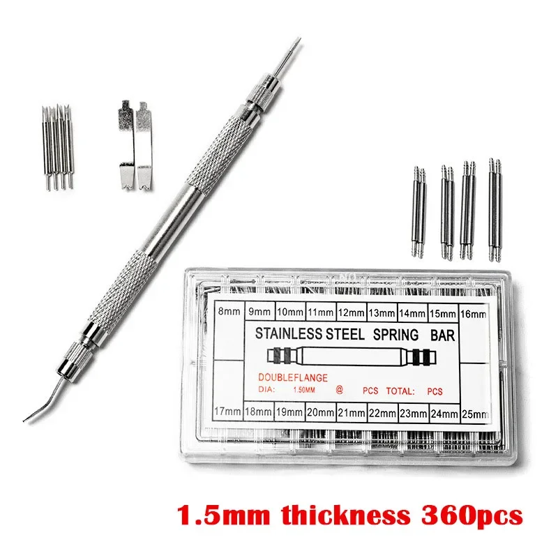 Watch Band Repair Tool Spring Bar 1.5mm Dim Stainless Steel Link Pin for Watchmaker Watch Strap Repair Tool Part 8mm-25mm 360pcs