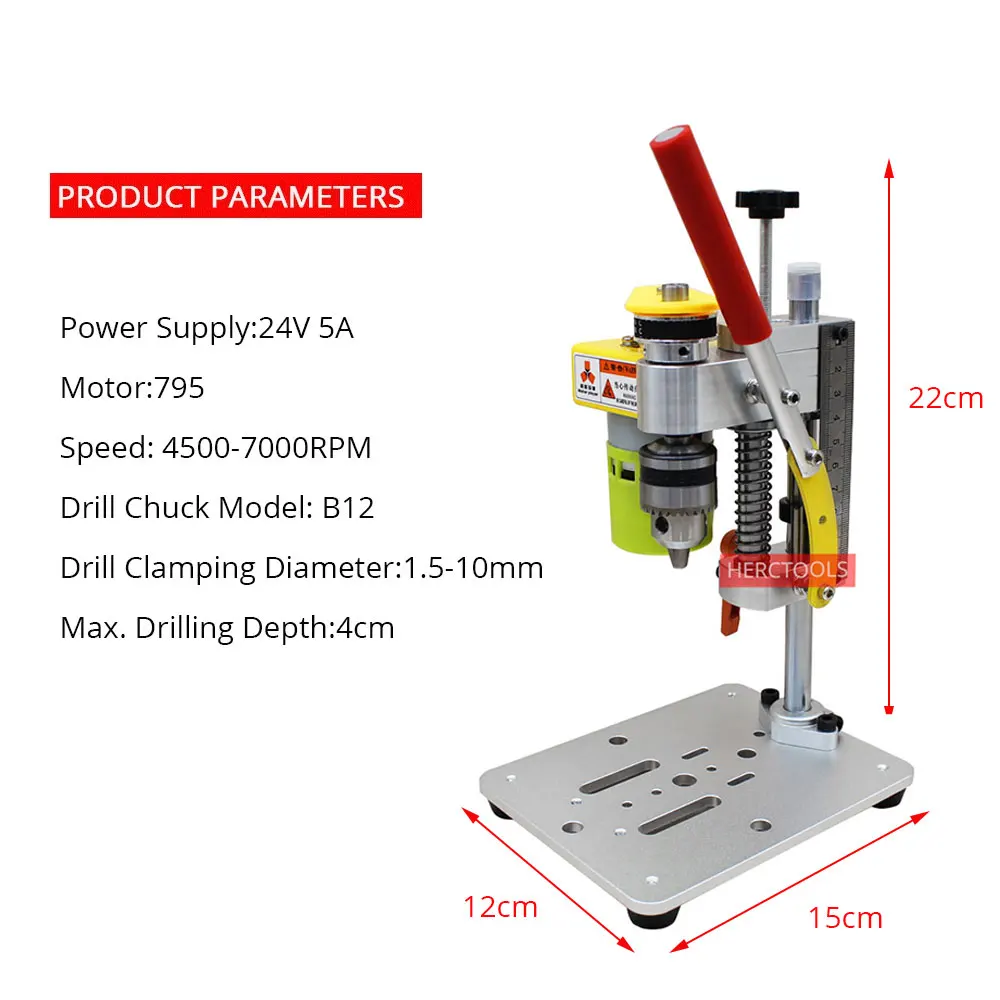 Mini Precision Desktop Drill With CNC Sliding Table 795 Motor B12 Chuck for DIY Crafts Tool Wood Crafts Jewelry Making