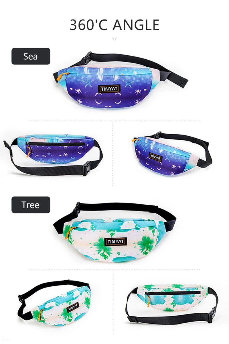 Tinyat einfacher Druck wasserdichte Taille Pack große Kapazität Flamin Multi-Fach Gym Packs Laufen Wandern Outdoor-Sport verwenden – Detail 5