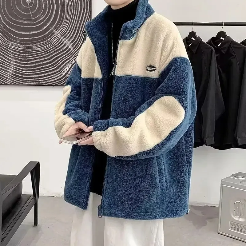Fat Man 50.00kg Berber Fleece Outerwear Winter Loose Trendy Teenagers Quilted Thick Granular Fleece Men Jacket