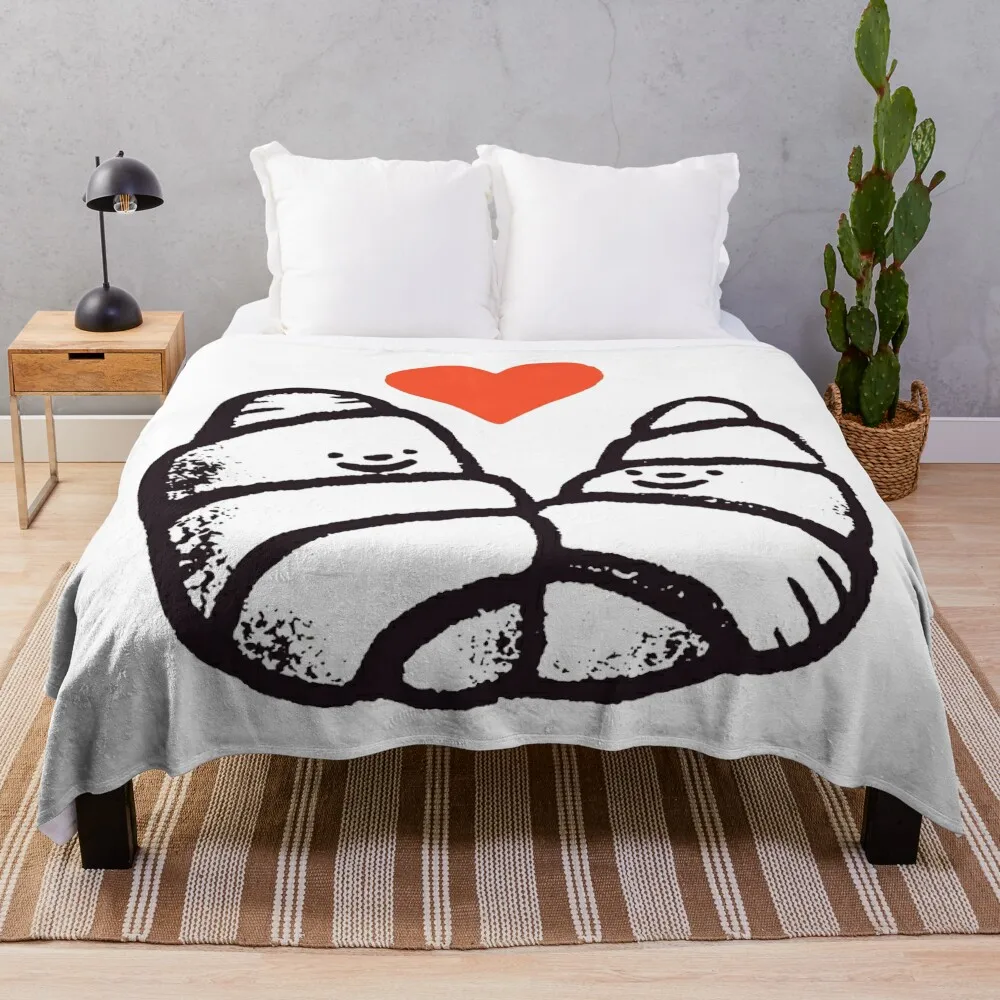 Croissant Love Cute French Pastry Throw Blanket Loose halloween Flannel For Sofa Thin Blankets