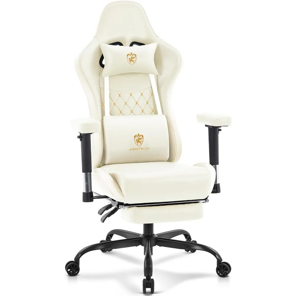 

Gaming Chair,Computer Office Chair with Footrest,Massage Lumbar Support and Gel Pad,Ergonomic Reclining Leather Gamer Chair with
