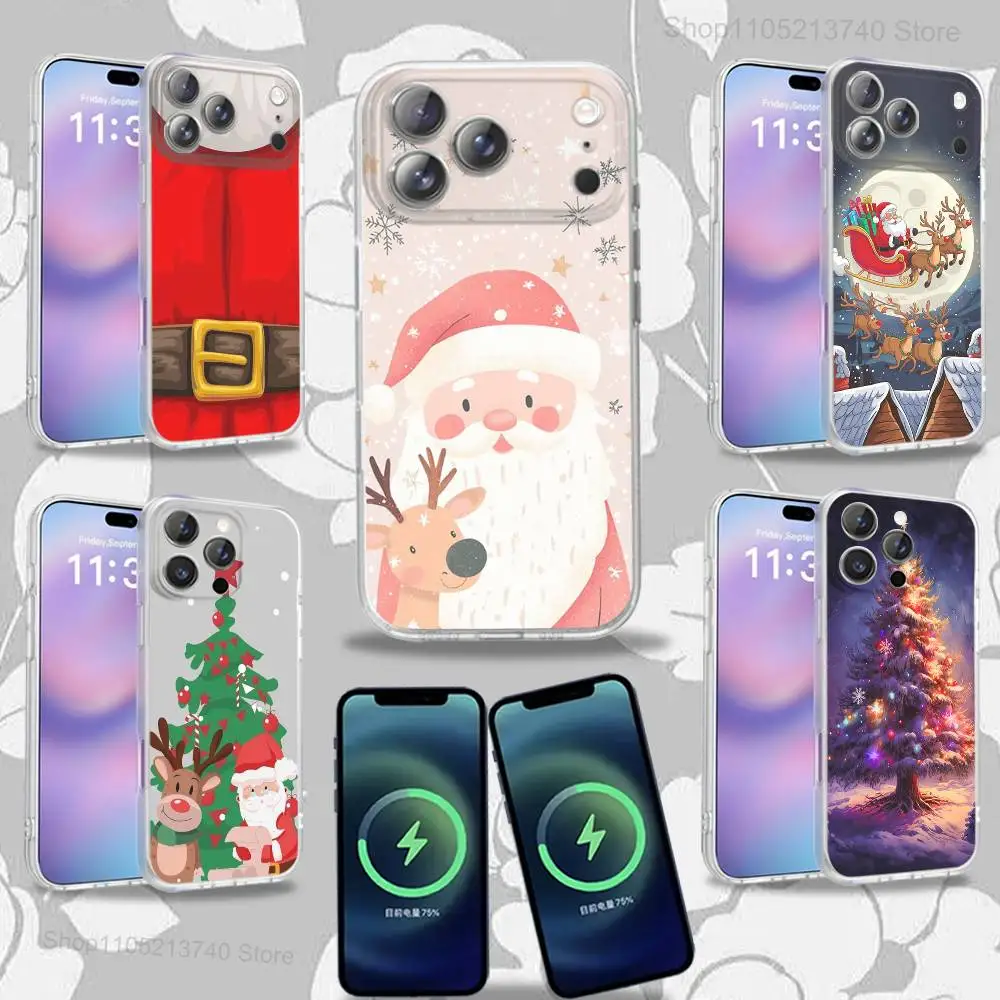 

Santa C-Claus TreeS cute Phone Case For iPhone 15,12,11,14,13,17,16,Plus,Air,Pro,Max,E,Mini for Magsafe Magnetic Frosted