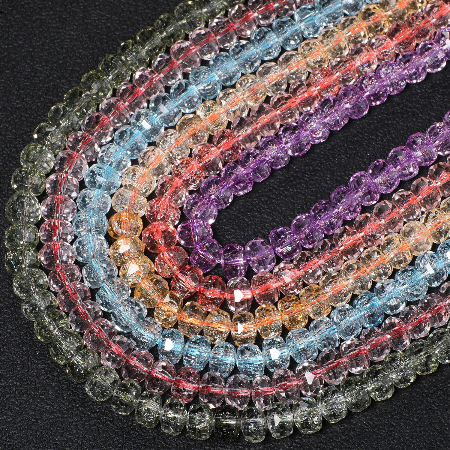 8x5mm Halbplattierte Mehrfarbige Facettierte Rad-Kristallquarz-Perlen AB-Farbe Transparente Glasperlen für DIY-Armband und Halskette – Detail 7