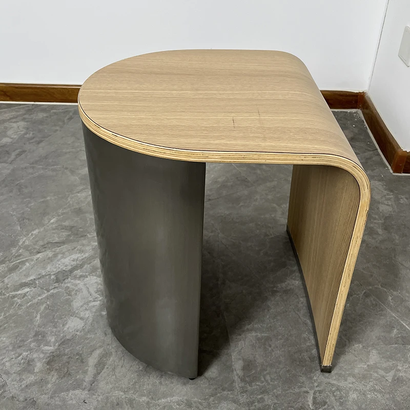 Modern simple wood metal combination irregular side table living room