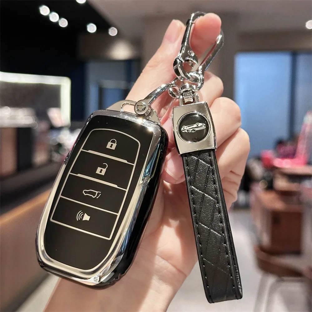 

Key Fob Cover With Car Keychain Lanyard For Toyota Land Cruiser Mirai Corolla Tundra Venza Smart 4 Buttons