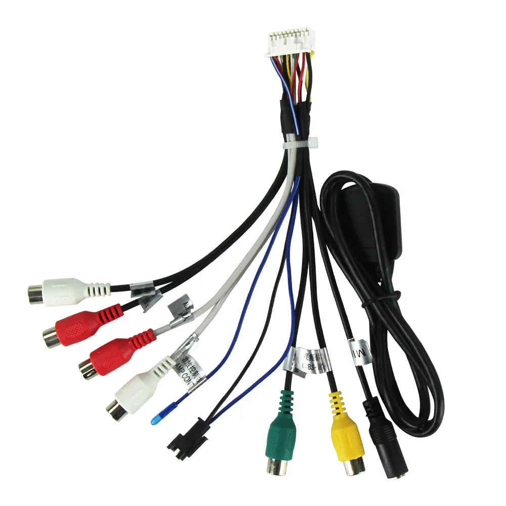 MEKEDE 20 핀 RCA 오디오 비디오 케이블 안드로이드 용 WIFI/4G SIM AUX 마이크 자동차 라디오 자동차 액세서리 범용 케이블 어댑터