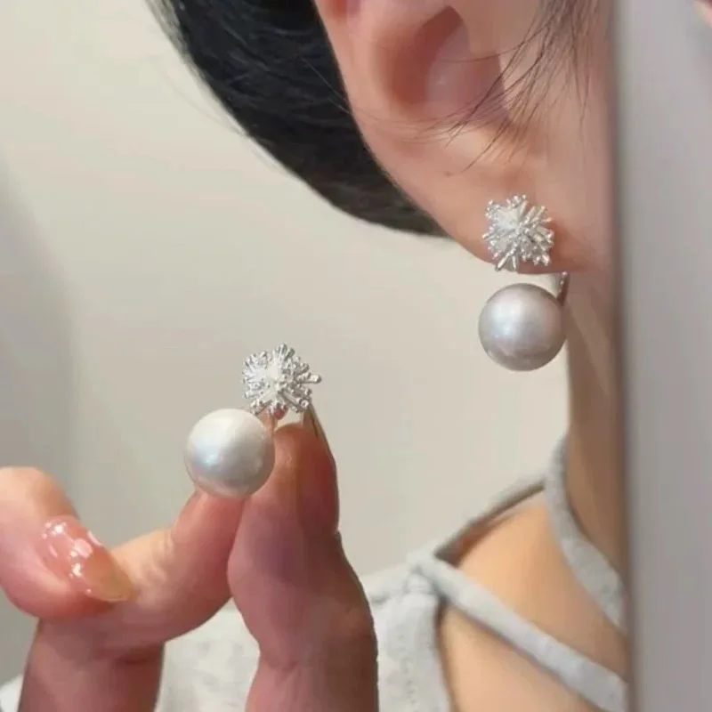 

Front And Back Open Flower Pearl Earrings Creative Luxury New Fashion Charming Light Weight Earrings Multi Function