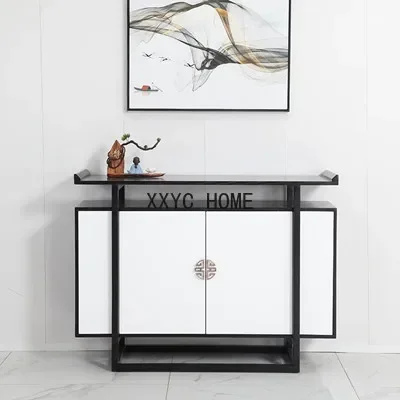 

Solid Wood Entrance Cabinet Lobby Wall Table Simple Modern a Long Narrow Table Side Table Home Side View