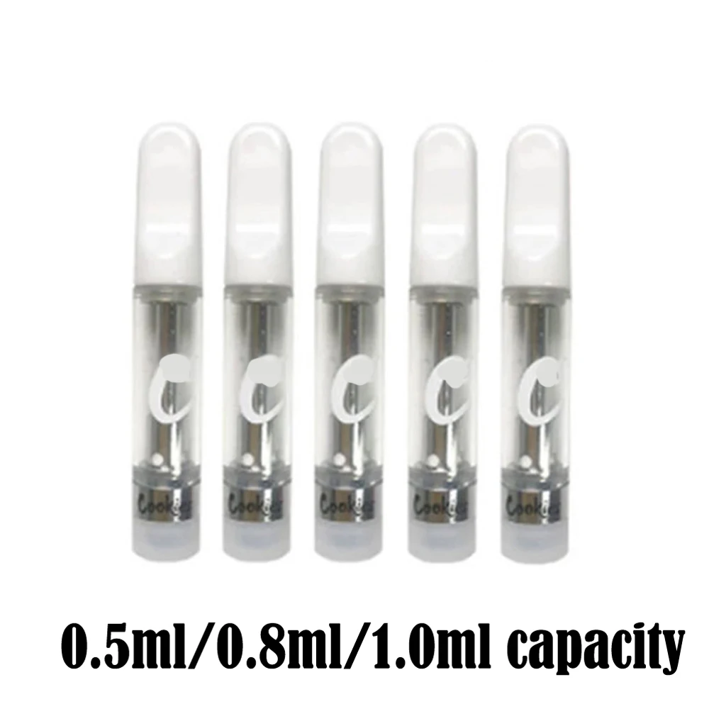 10-50pcs Cookie Cartridge 0.5ml 0.8m 1ml empty Glass Tank Pod 510 thread Cart for 510 Preheat battery pen