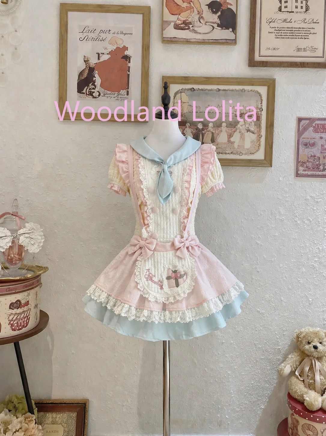 

Summer Japanese Sweet Casual Two Piece Set Women's Patchwork Tie Top + Lace Color Block Suspender Skirt Cute Fashion Party Set
