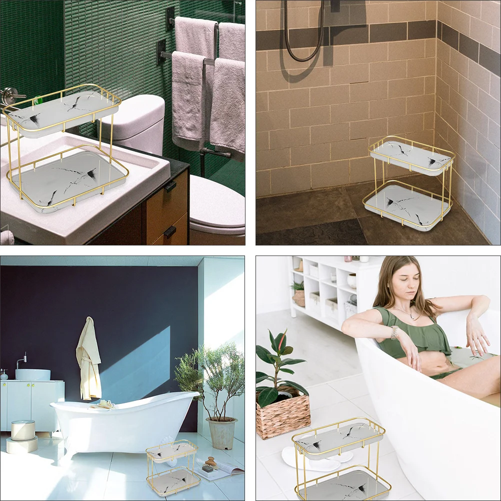 

Storage Rack Large Capacity High Temperature Baking Paint Waterproof Makeup Organizer Shelf for Dresser Space Saving