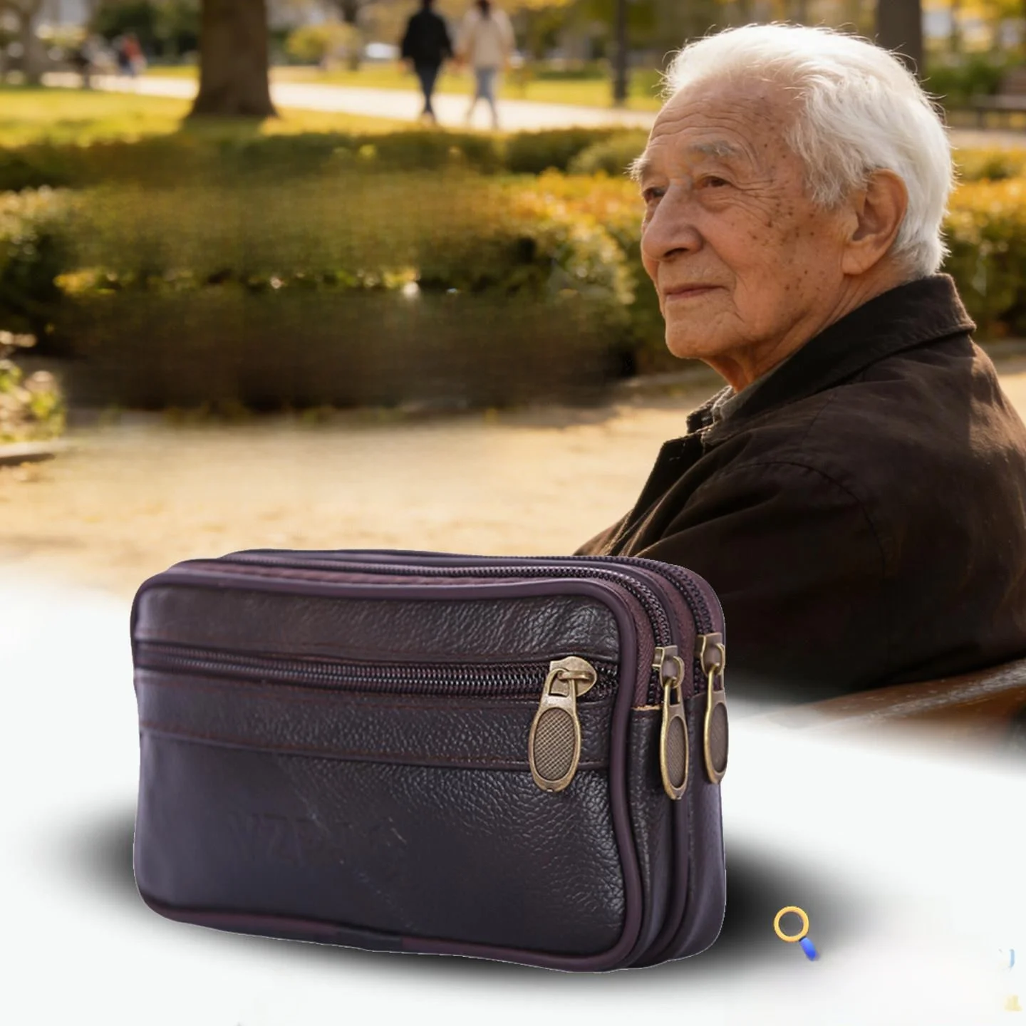 

Leather Belt Pouch for Men's Cell Phone Storage Multi-Functional Waist Bag Durable for Elderly Wear Resistant Outdoor Accessory