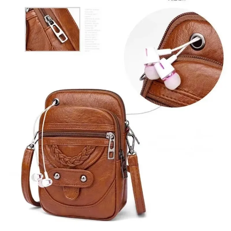 Ladies Small Bag Retro Soft Leather Messenger Bag Women PU Shoulder Bag Handbag Mobile Phone Wallet