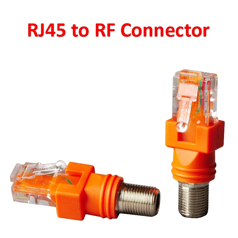 1pcs F TV Female/Male Jack to RJ45 Male Plug Coaxial Coax Barrel Coupler Adapter RJ45 to RF Connector