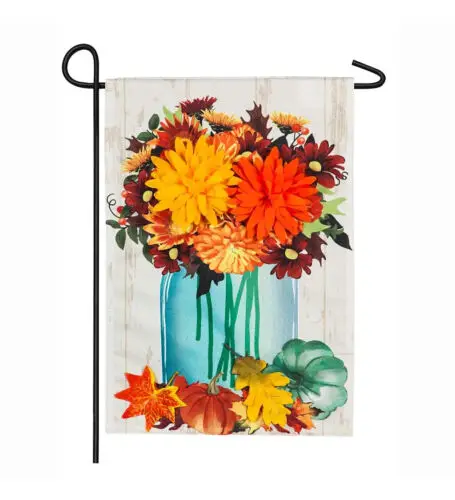 Evergreen Decorative House Flag 18x13 Fall Autumn Mums Floral Flower Garden Flag