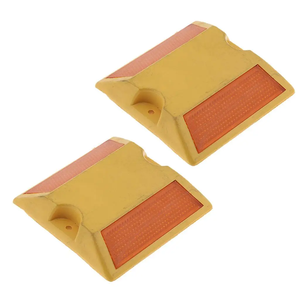 NEW Commercial Road Highway Pavement Marker Reflector , Yellow, 2Pcs
