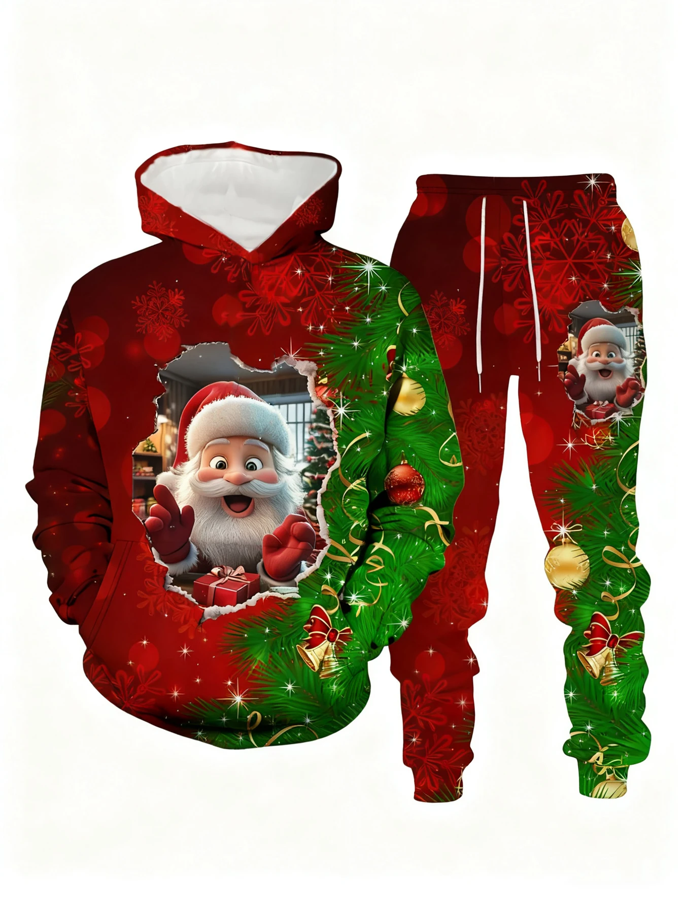 New Arrival Casual Winter Autumn Christmas Pattern 3D Printed Hoodie and Pants Set Tracksuit 2Piece Set Sportwear Men Clothing