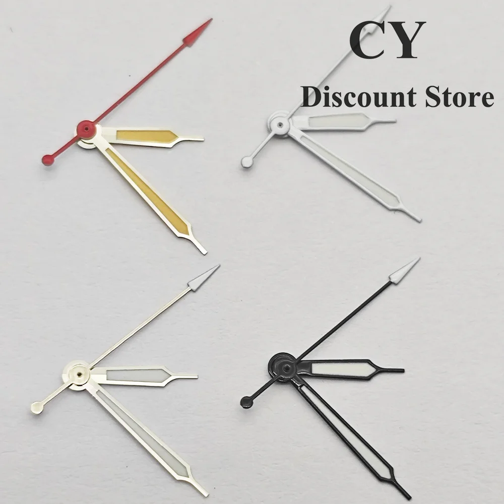 RICHUS NH35 Uhrzeiger, 8,5 mm x 12,5 mm x 13 mm, silberfarbene schwarze Uhrzeiger, grün leuchtend, passend für NH35, NH36, ETA2824, 2836, Miyota82DG-Uhrwerk